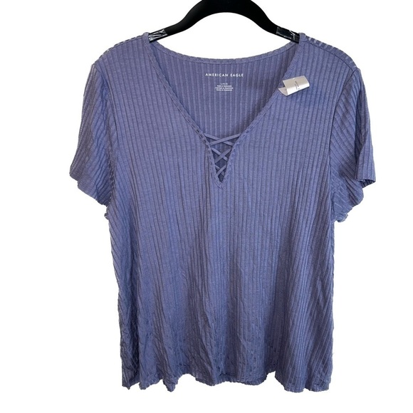 American Eagle Outfitters Tops - American Eagle Shirt Lace Up Swing T-Shirt Short Sleeve V-neck Lace up design